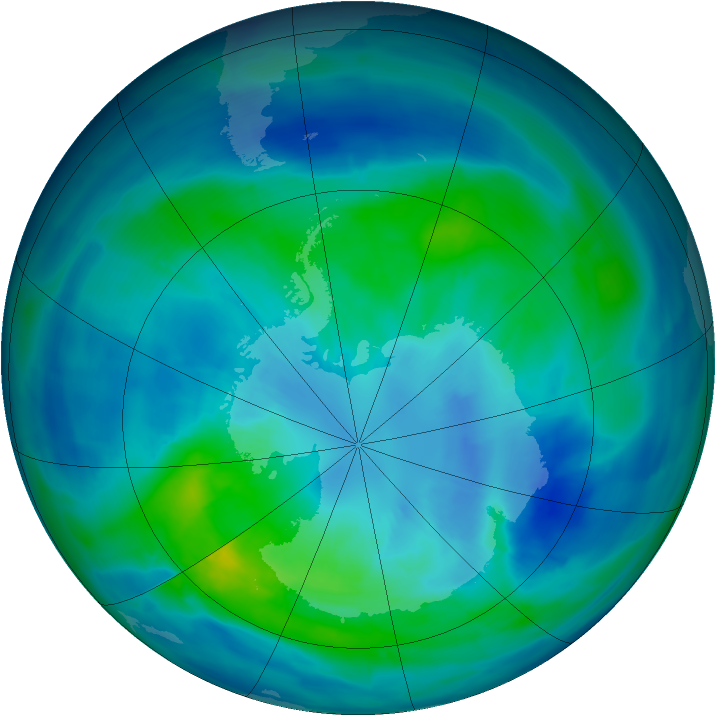 Antarctic ozone map for 27 March 2014